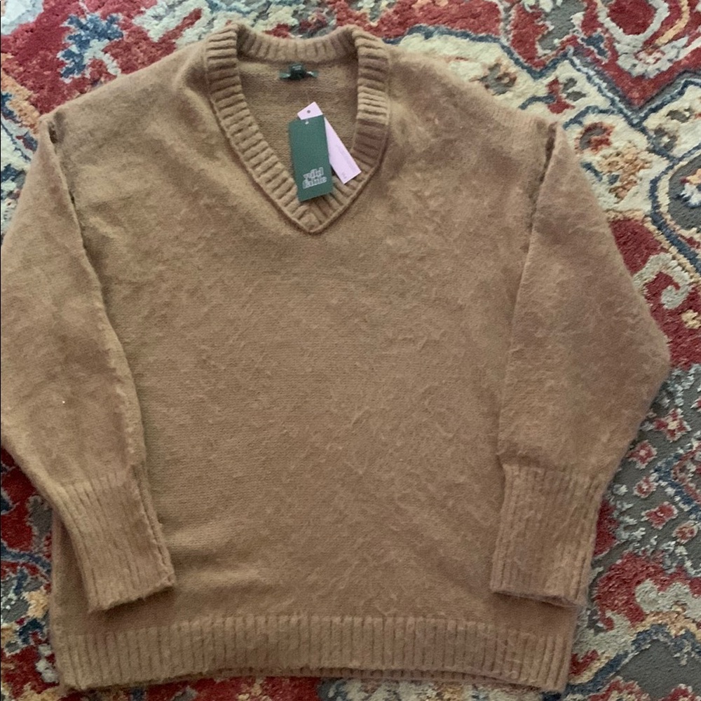 Forever 21 Brown V-Neck Sweater Timeless Knitwear
